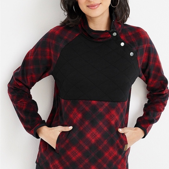 Maurice’s lodge Buffalo plaid fleece sweatshirt - Picture 1 of 4